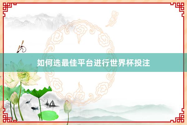如何选最佳平台进行世界杯投注